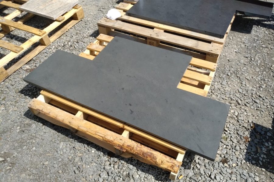 Right-angles galore - a made-to-measure T-shaped slate hearth ready to install