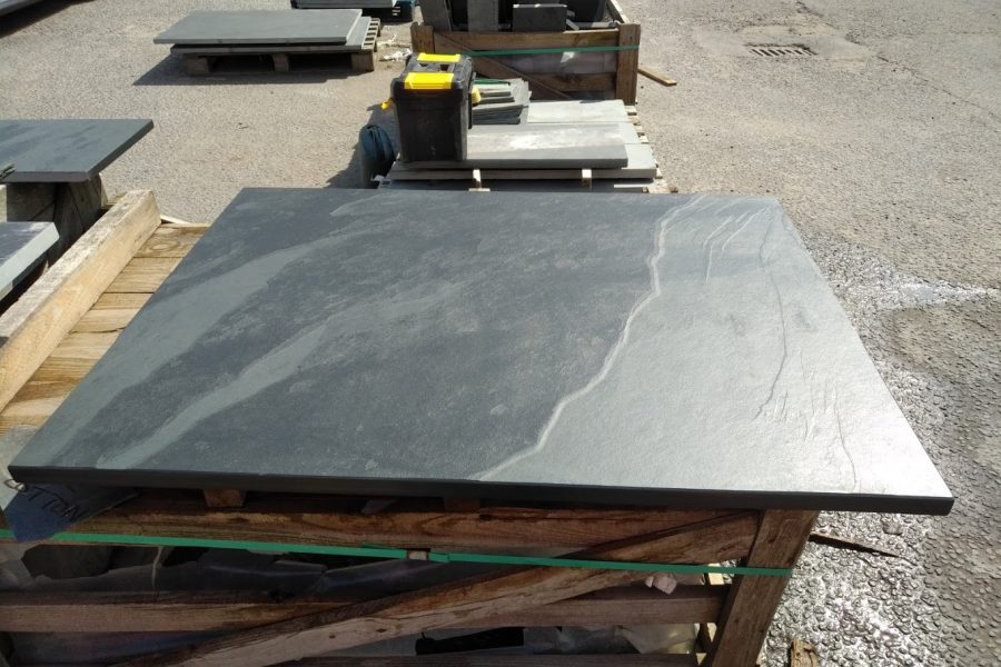 Square slate hearth ready to meet its new home