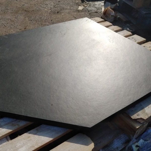 Custom five sided pentagonal slate hearth