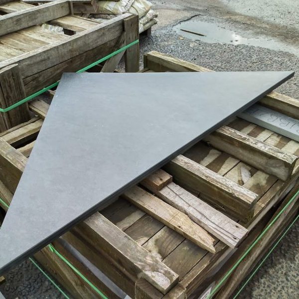 Custom made triangular slate hearth piece