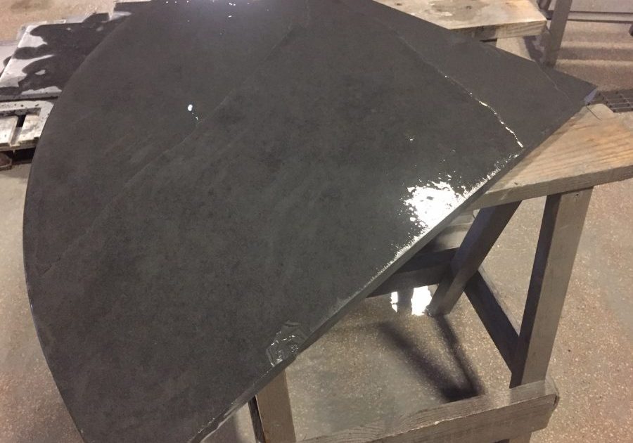 Preparing a curved semicurcular slate hearth