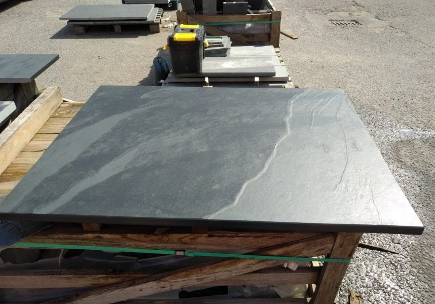 Square slate hearth ready to meet its new home